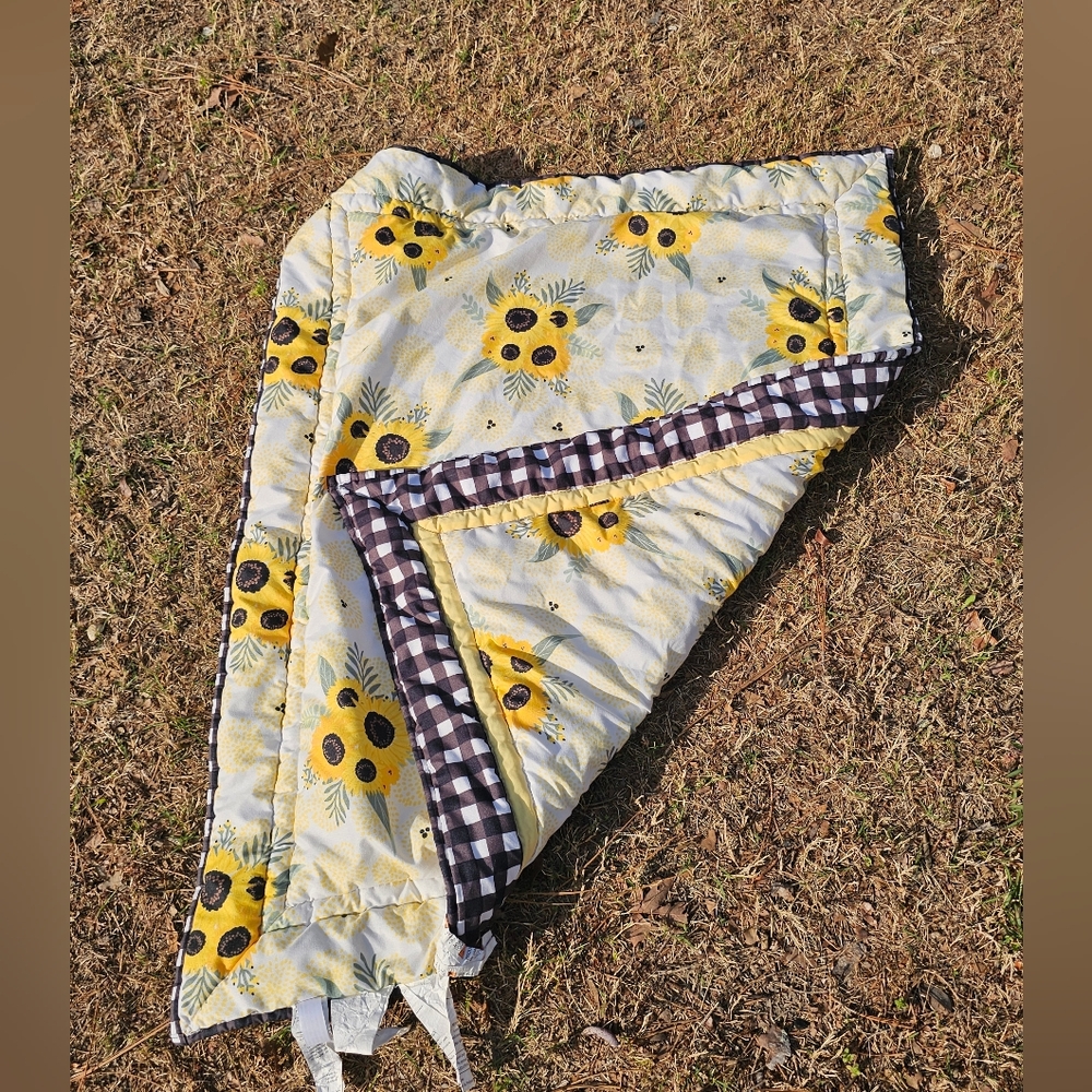 Sunflower Buffalo Country Crib Baby Blanket Small Yellow Flowers Chic Farmhouse